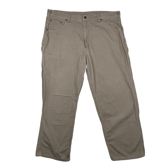 Carhartt Men's Loose Original Fit Canvas Carpenter Tan Khaki Pants Size 42x30 - Picture 1 of 4